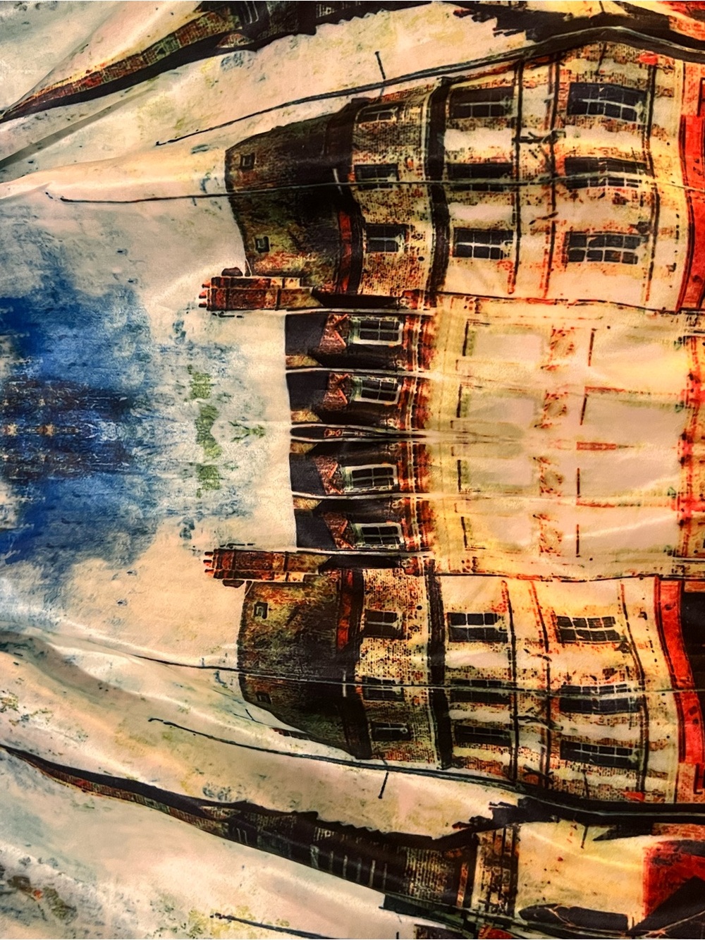 Artsy Women's Full A-Line Knee Length Skirt Multicolor City Graphic Print Zip - Picture 9 of 9